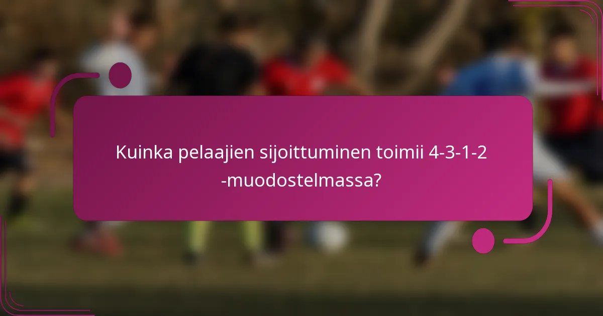 Kuinka pelaajien sijoittuminen toimii 4-3-1-2 -muodostelmassa?